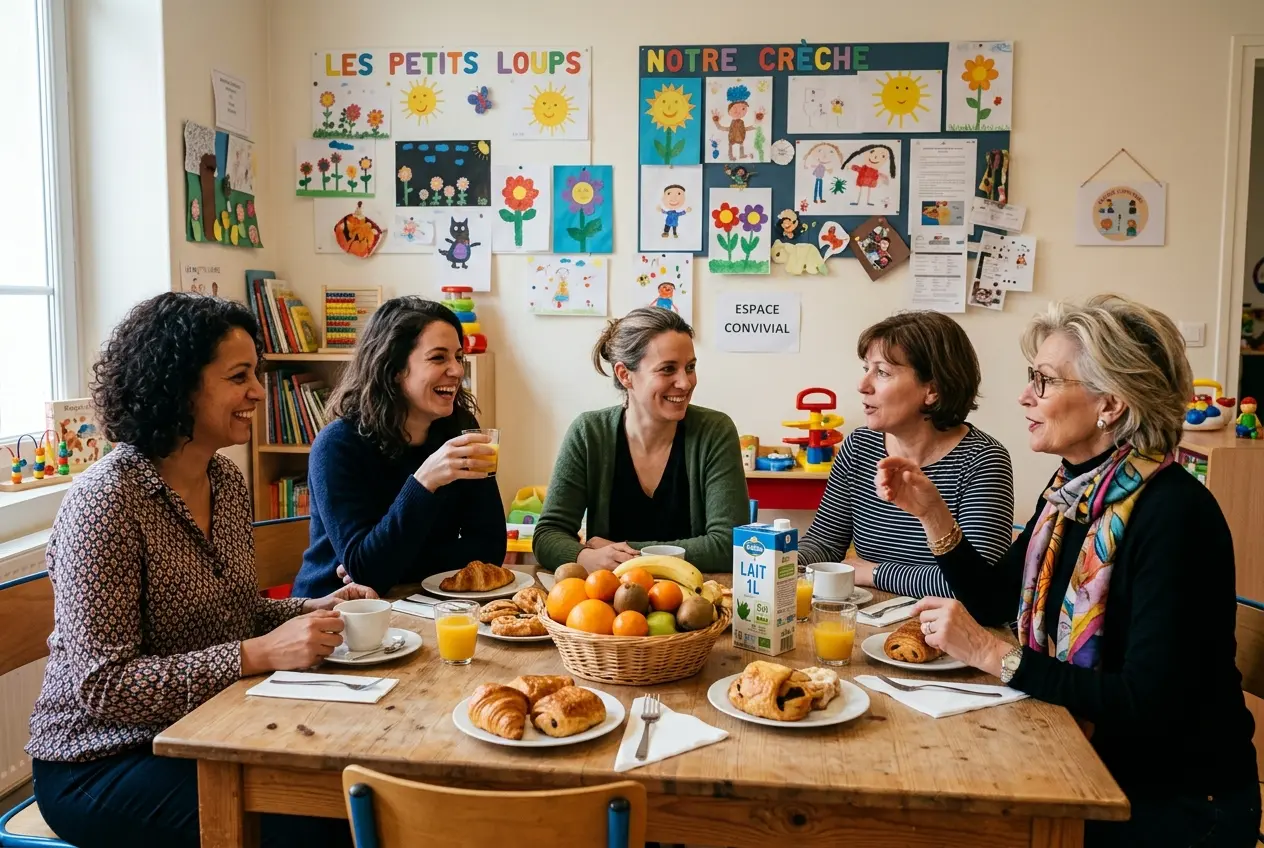 L'équipe des Petits Câlins partage un petit-déjeuner mensuel
