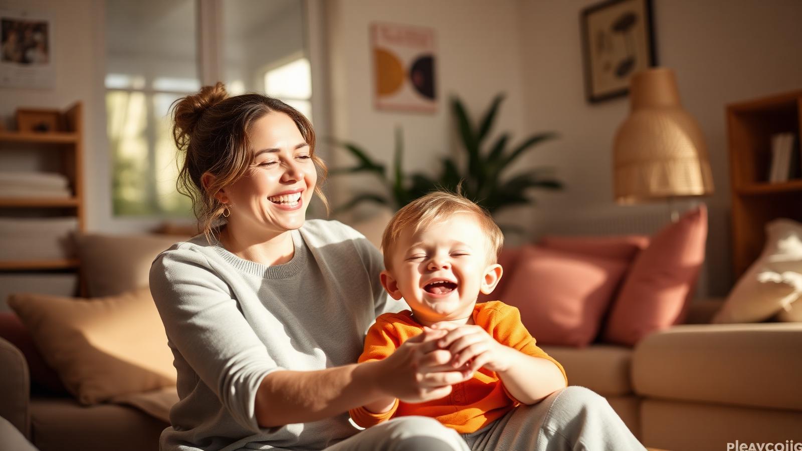 Nounou et enfant qui rient